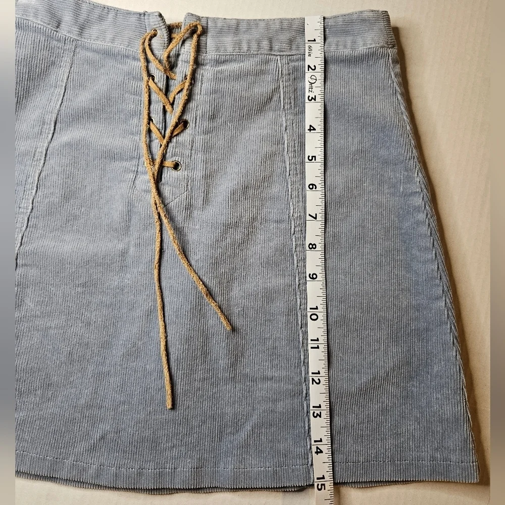 Lace Up Mini Skirt Blue Courdoroy Forever 21 Medium
